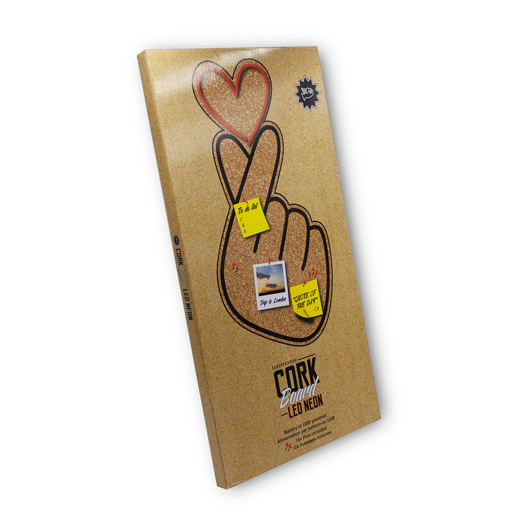 Tableau en li﻿ège avec LED - Finger Heart