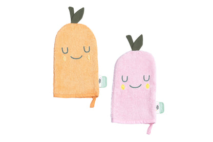 Ensemble de gants de toilette mandarine