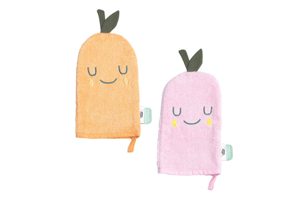 Ensemble de gants de toilette mandarine