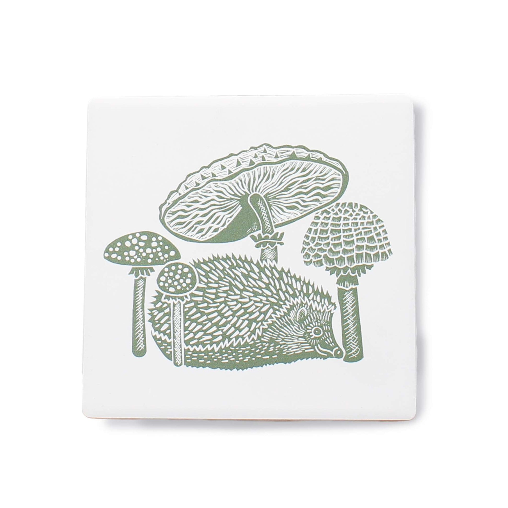 Sous-verres en céramique Woodland Mushroom Hedgehog vert