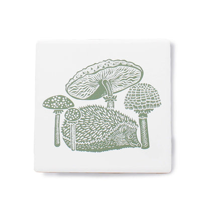 Sous-verres en céramique Woodland Mushroom Hedgehog vert