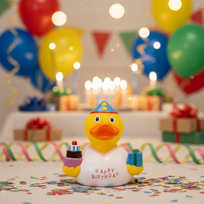 White birthday duck