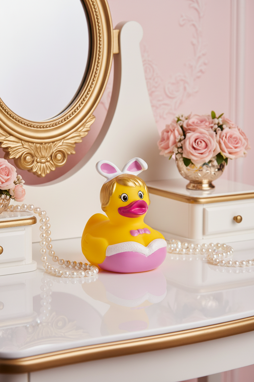Pato de coelho rosa pin
