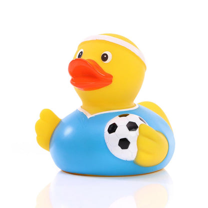 Pato de futbolista azul