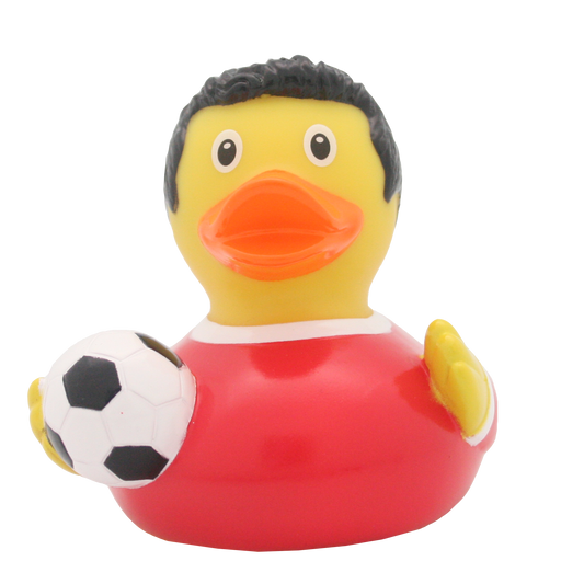 Red footballer duck