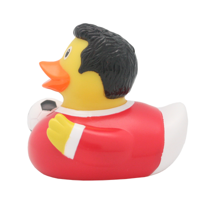 Red footballer duck