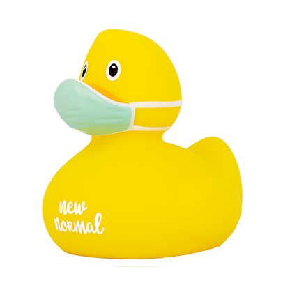 Nuevo pato de corona amarillo "nuevo" nuevo normal