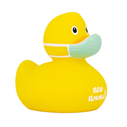 Nuevo pato de corona amarillo "nuevo" nuevo normal