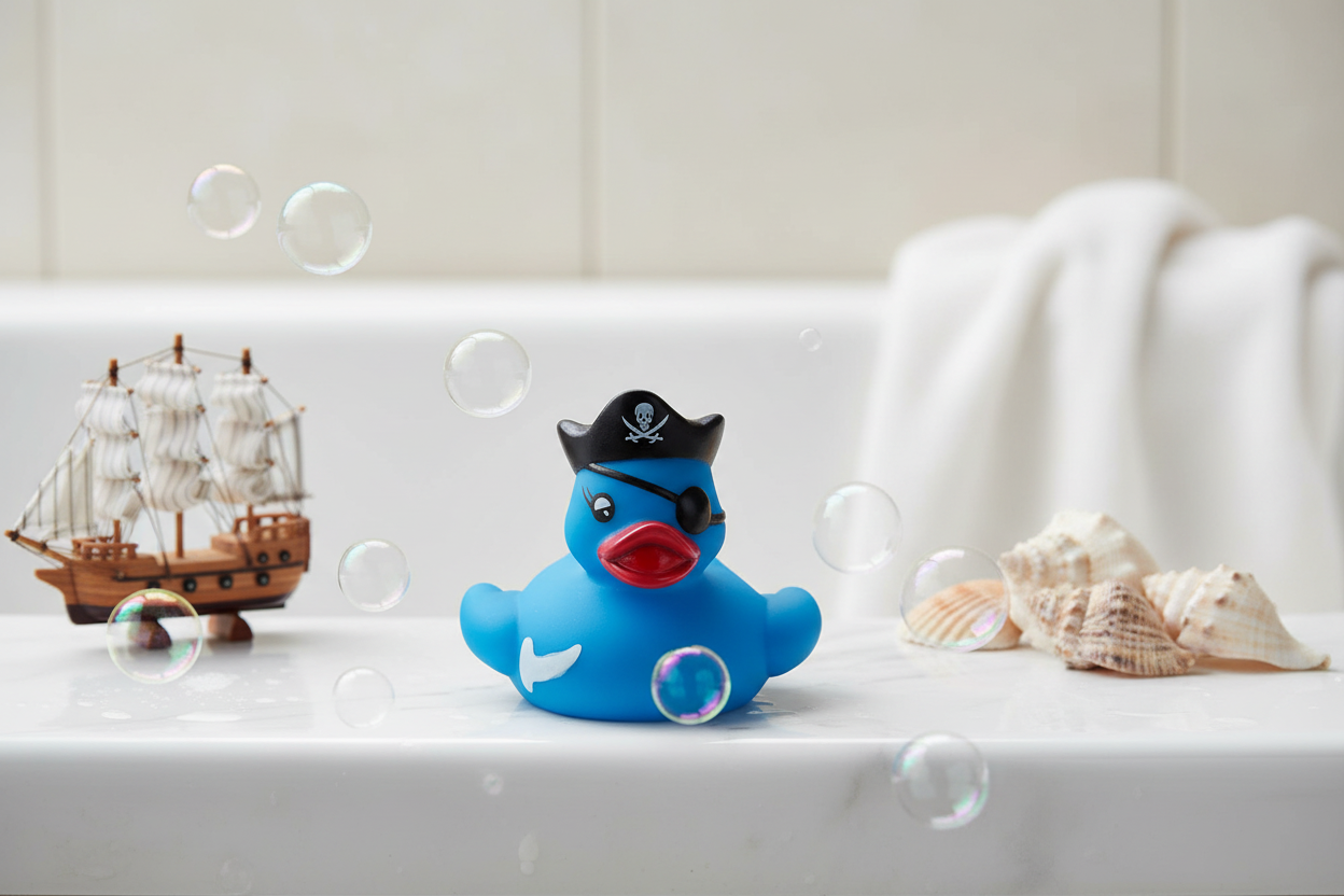 Blue pirate bath duck