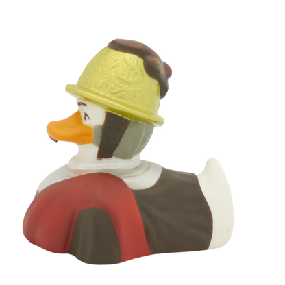 Duck Man en el casco dorado