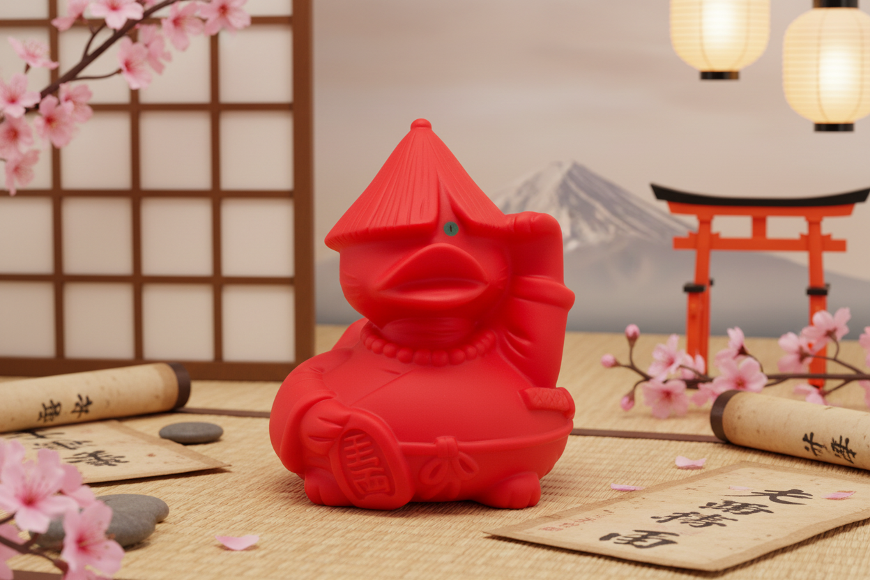 Gato Feliz Pato Vermelho