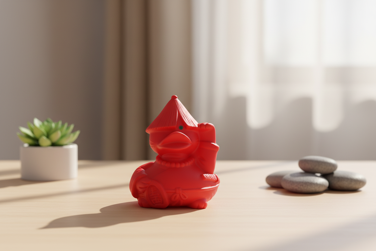 Gato Feliz Pato Vermelho