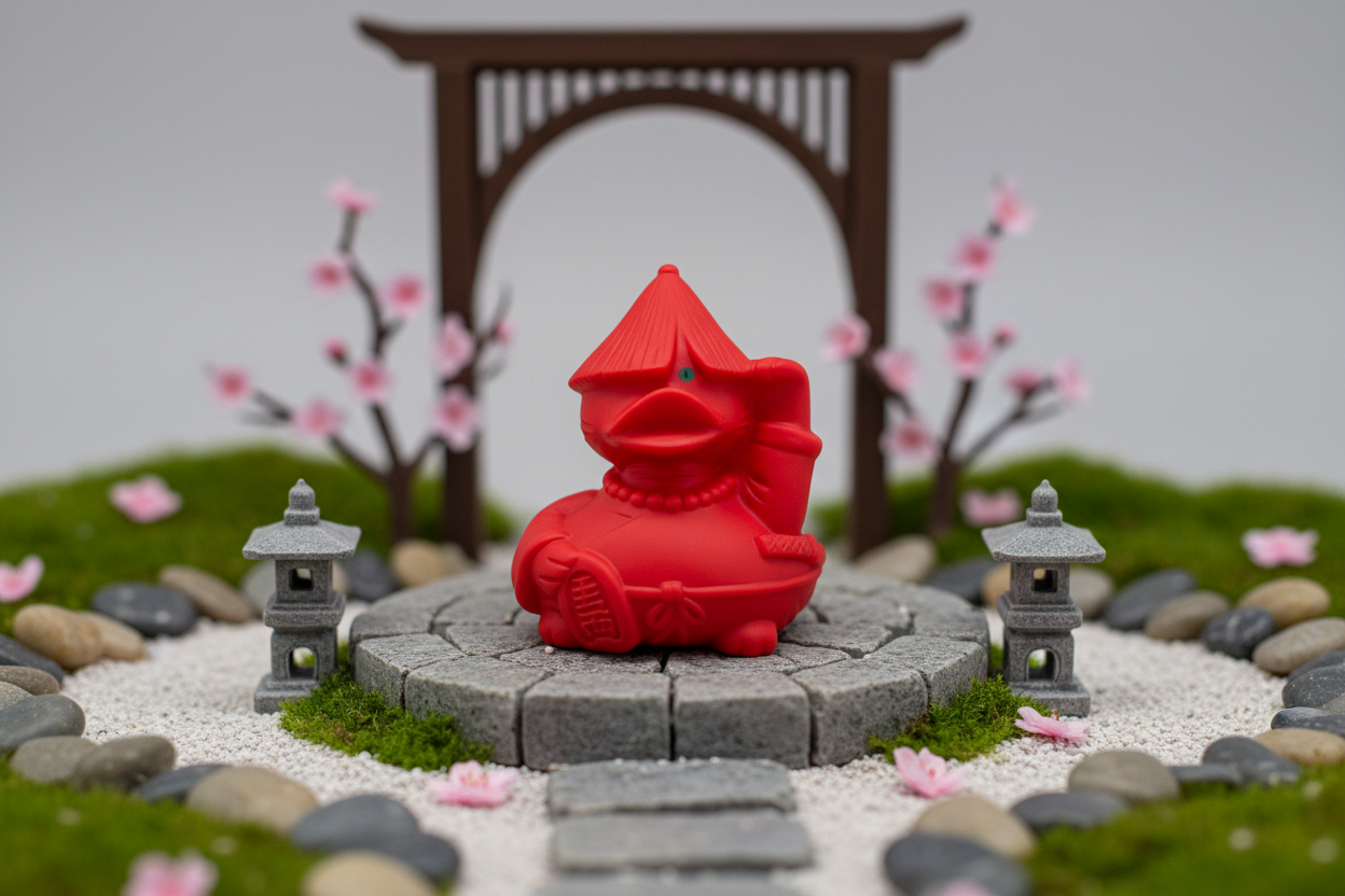 Gato Feliz Pato Vermelho