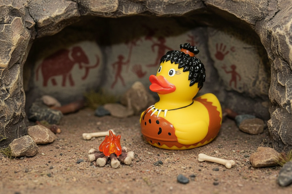 Cave woman duck