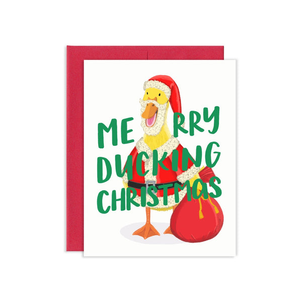 Biglietto d'auguri di Babbo Natale a forma di anatra