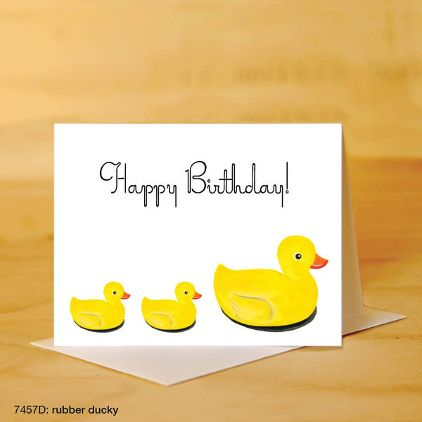 Biglietto di auguri di compleanno con anatre da bagno