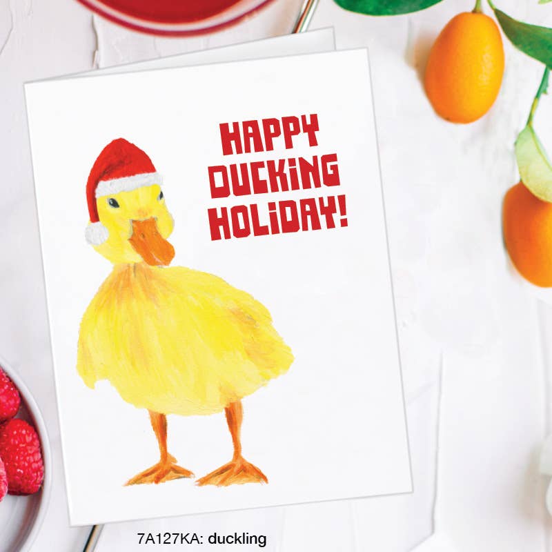 Tarjeta de felicitación de pato de Navidad