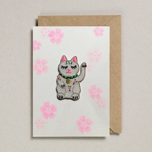 Lucky Cat Patch Greeting Card