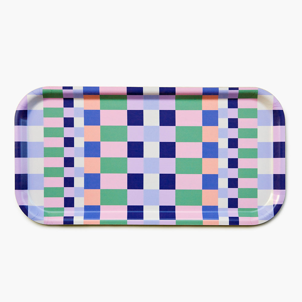 Pink/Grass CHECKER MIX Rectangular Serving Tray - 43x22 cm