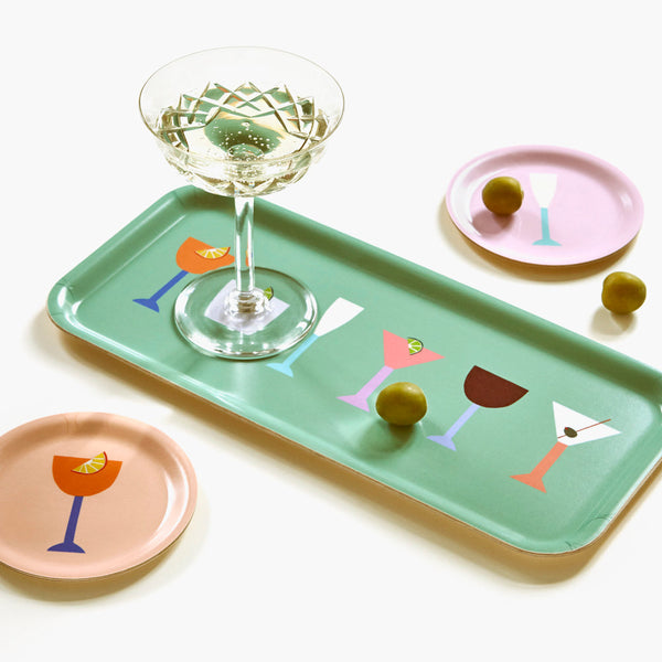 Green COCKTAILS Serving Tray - 32x15 cm