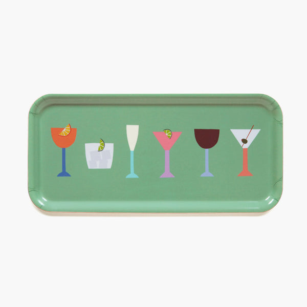 Green COCKTAILS Serving Tray - 32x15 cm