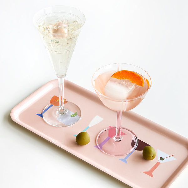 Peach COCKTAILS Serving Tray - 32x15 cm