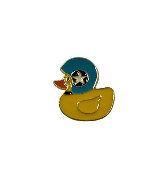 Pin’s Canard Jaune avec Casque Moto