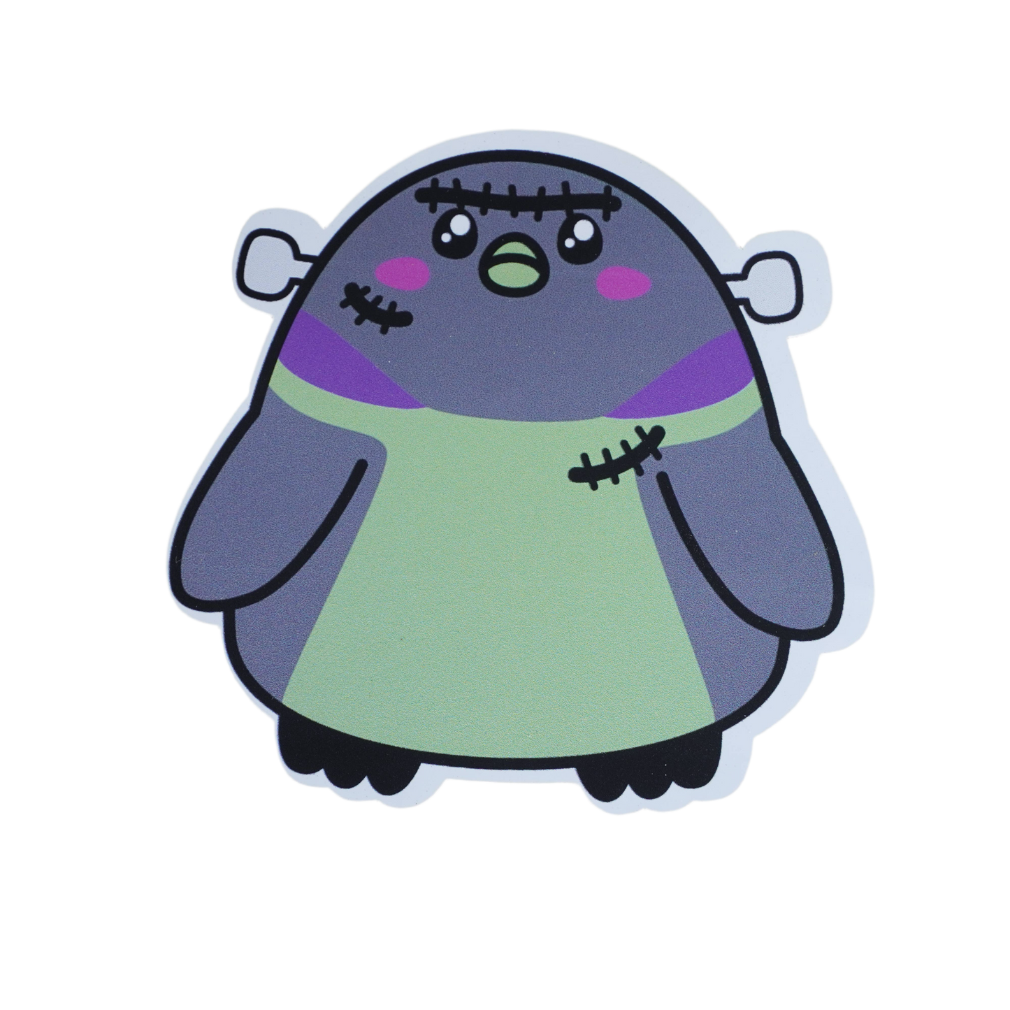 Pegatina de pingüino de Halloween de Frankenstein
