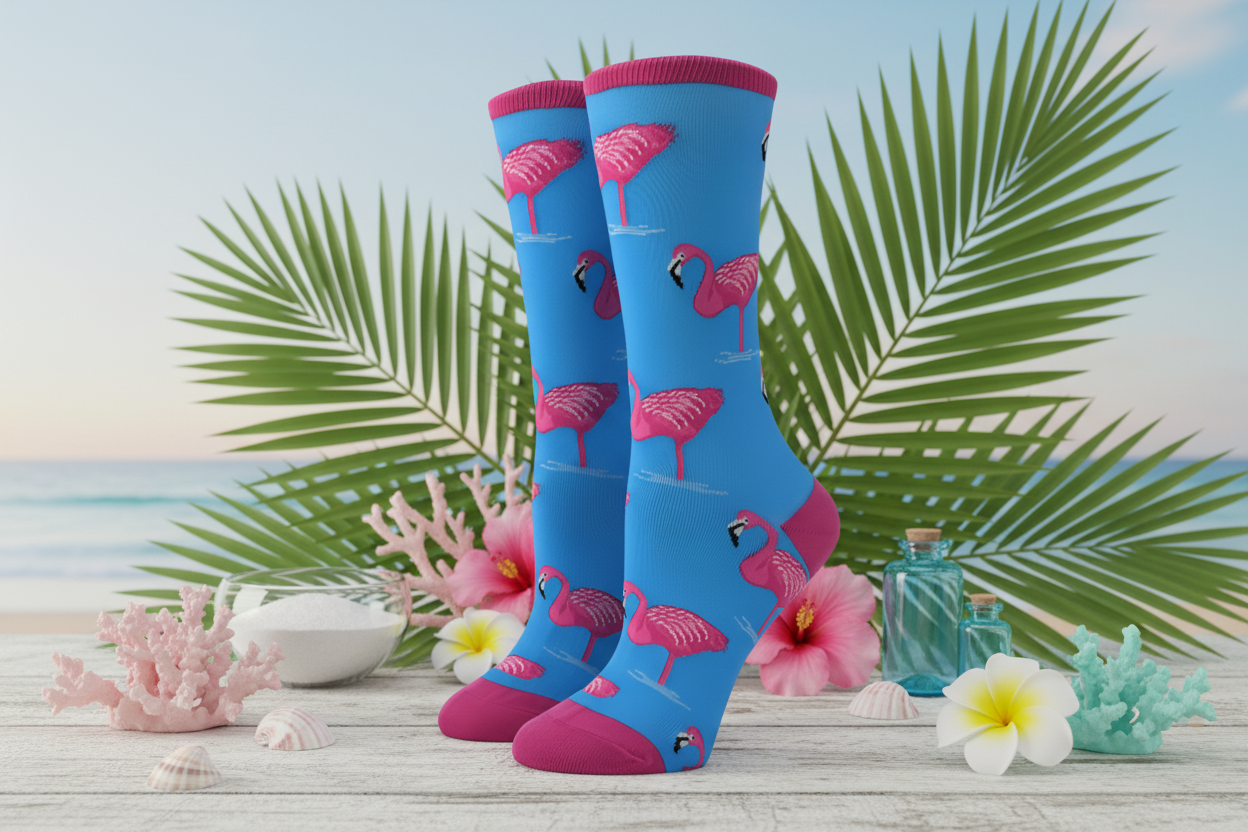 Chaussettes Flamants Roses dans l’eau