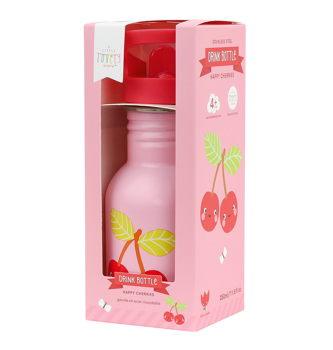 Petite gourde en inox - Cerises joyeuses – vue 5 – A Little Lovely Company