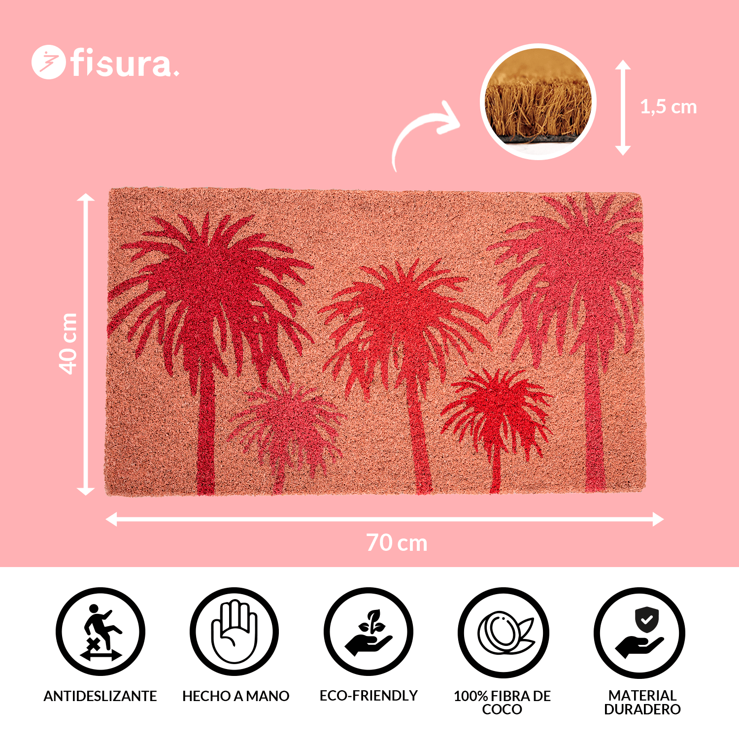 Paillasson Palmiers Roses – Fisura – vue 4
