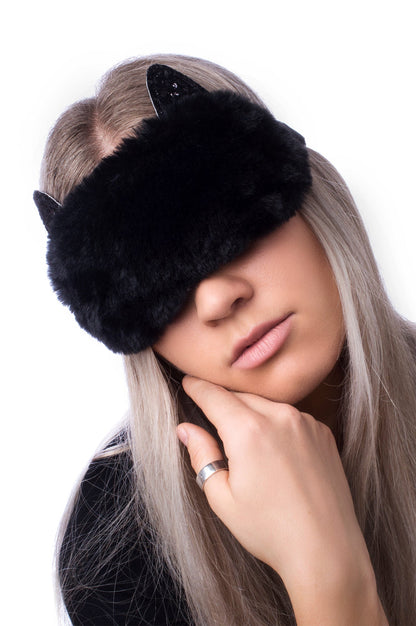 Masque de sommeil – en peluche chat – chat noir