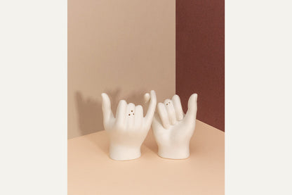 Amicizia con mani di sale e pepe