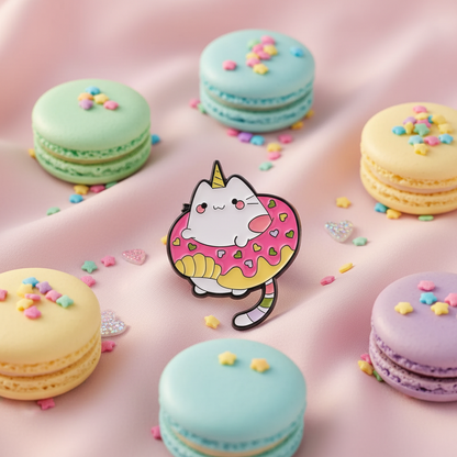 Pin de donas de gato unicornio
