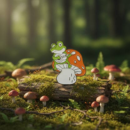 Bard Frog on Mushroom Pin