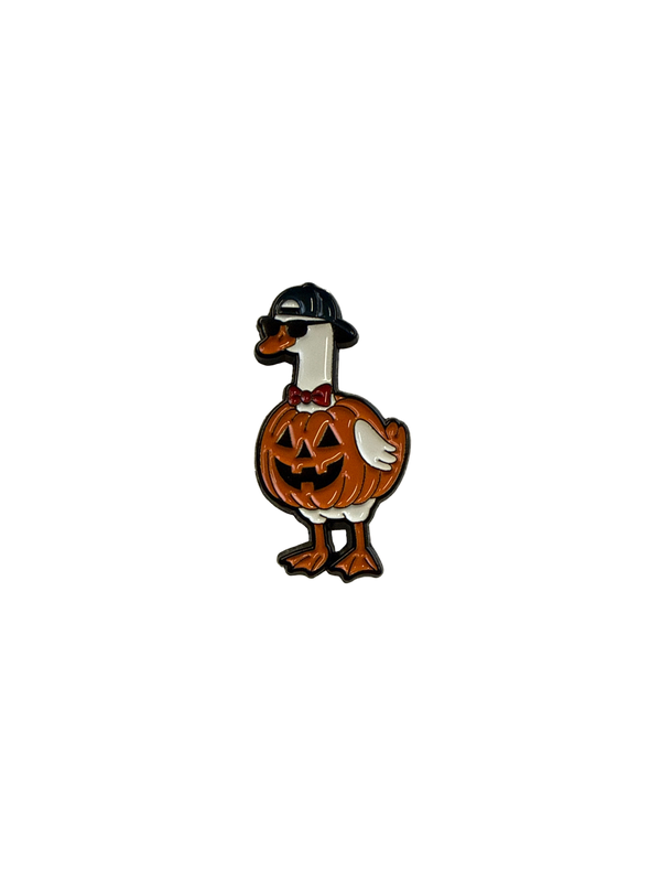 Photo produit - Pin's Canard Blanc Citrouille d’Halloween