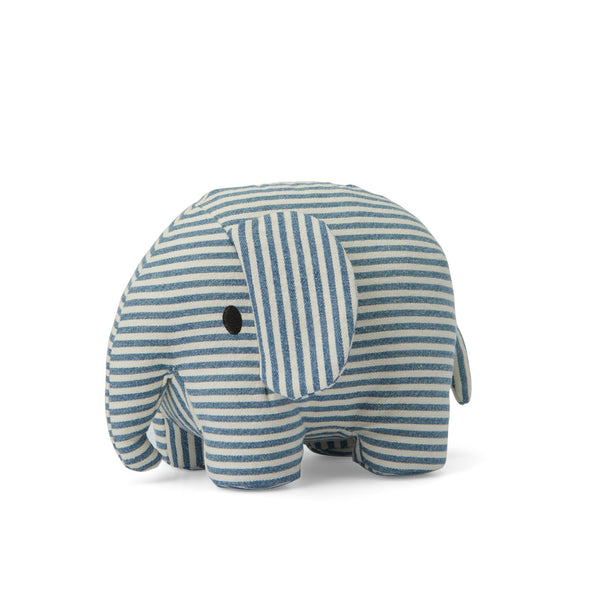 Elefante de peluche listrado em jeans