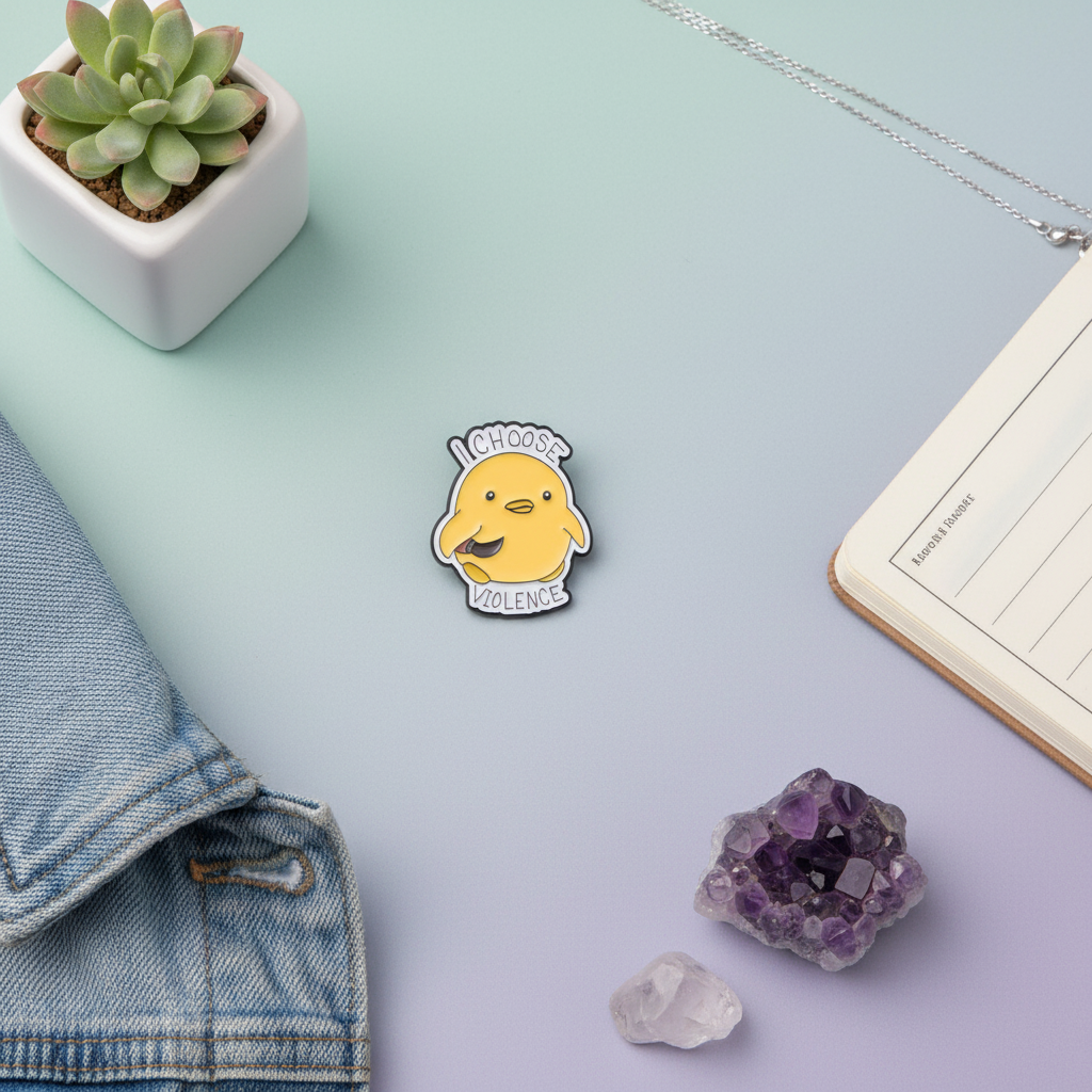 Pin de pato amarillo "Elijo la violencia"