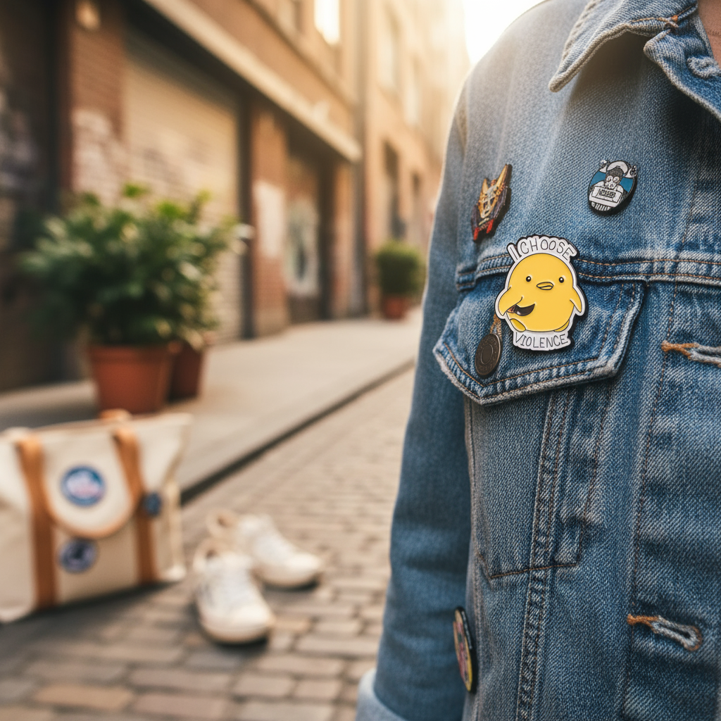 Pin de pato amarillo "Elijo la violencia"