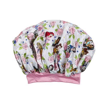 Bonnet de nuit en satin Disney Princesses – blanc et roses