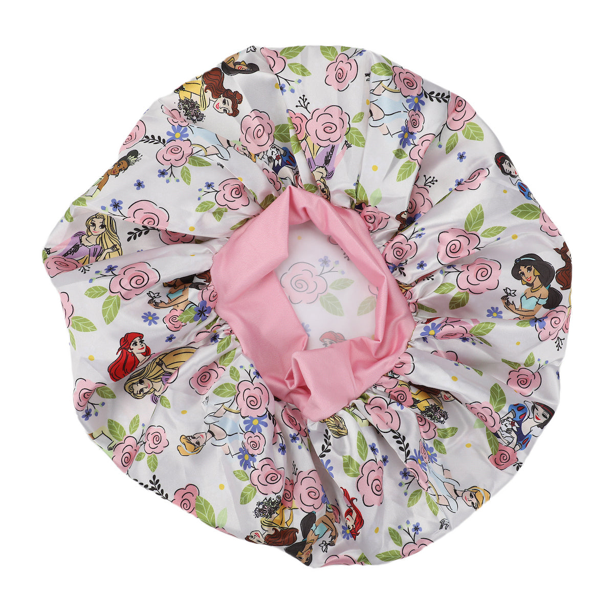 Bonnet de nuit en satin Disney Princesses – blanc et roses