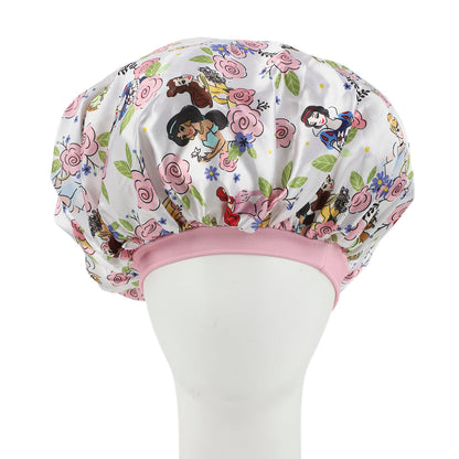 Bonnet de nuit en satin Disney Princesses – blanc et roses