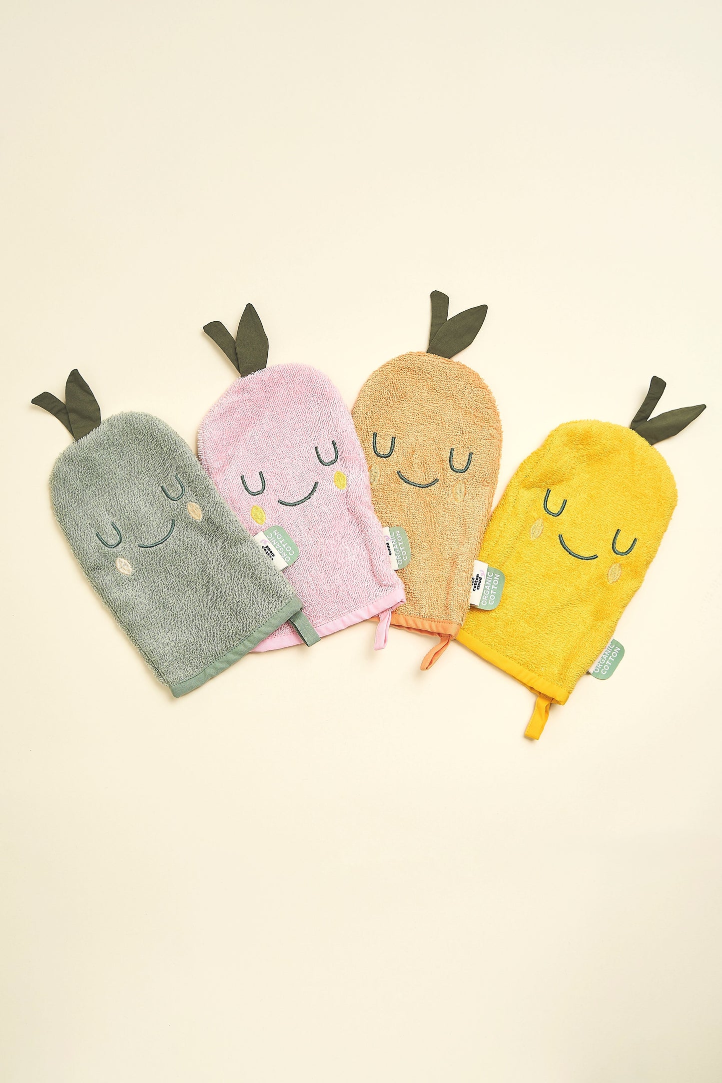 Ensemble de gants de toilette mandarine