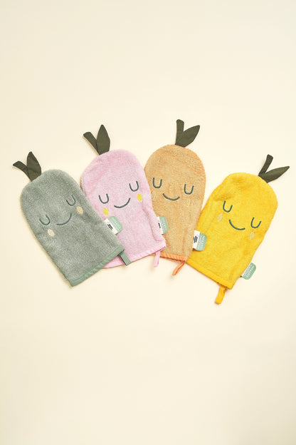 Ensemble de gants de toilette mandarine
