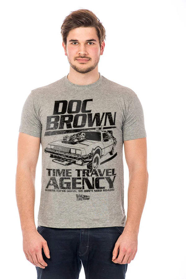 Maglietta Doc Brown Time Travel Agency - Grigia