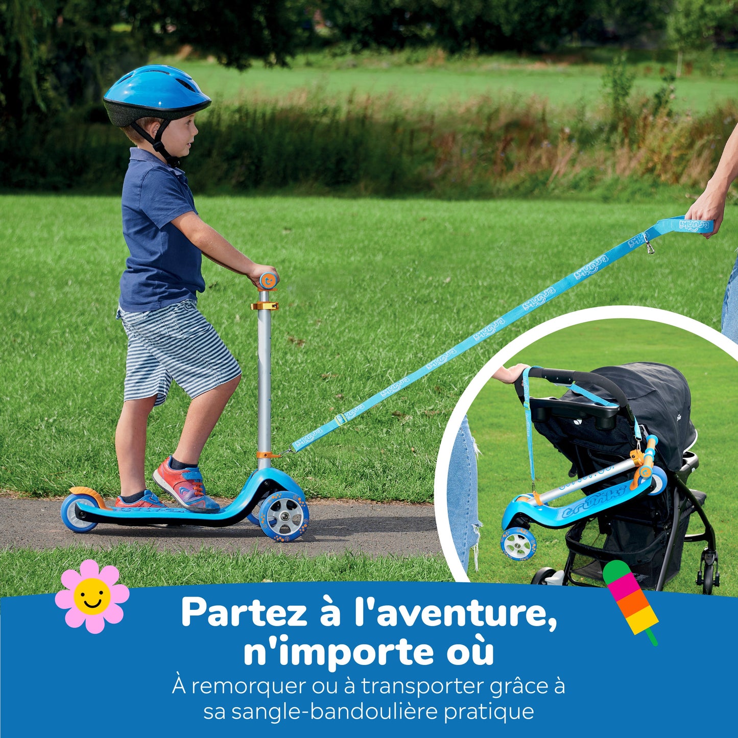 Trunki 3-Wheel Folding Scooter - Large 4-7 Years (Blue)