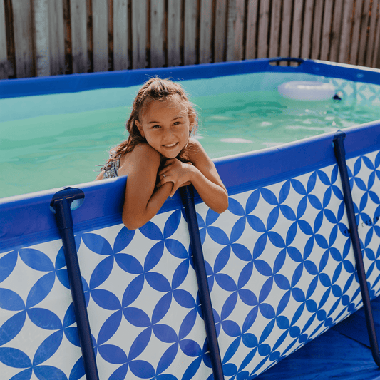 Frame Pool - Dark Blue/White - Essence - With Filterpump & Stairs - 400 x 200 x 100 cm
