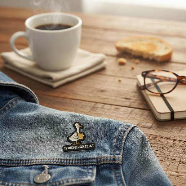 Photo produit - Pin's Canard Blanc "Is it gluten free?"