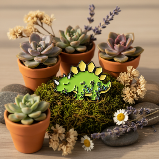 Pin de estegosaurio herbívoro