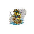 Pegatina de pato pirata – Tesoro y aventura
